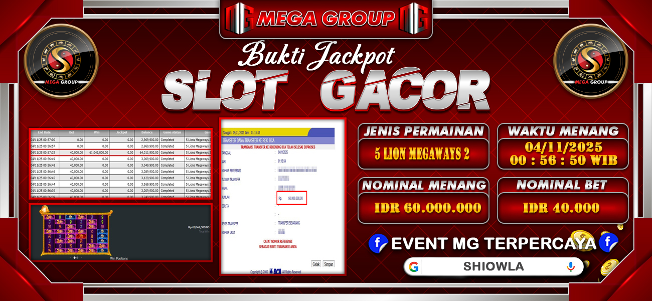 Bukti JP situs Shiowla hari Selasa, 04 November 2025