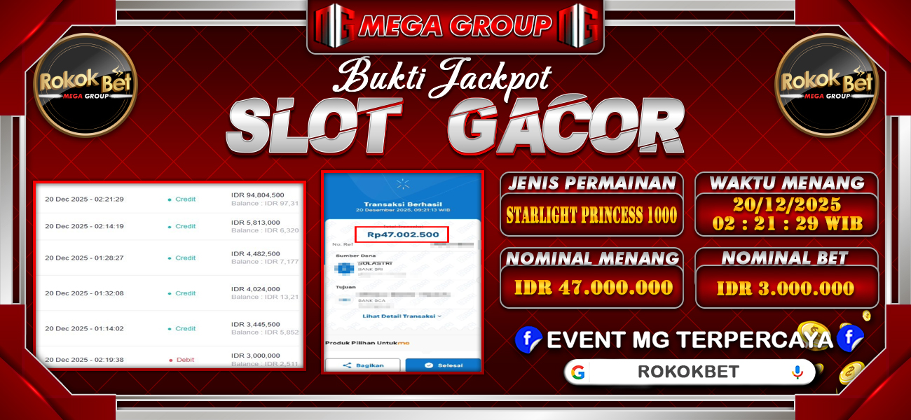 Bukti JP situs Rokokbet hari Sabtu, 20 Desember 2025