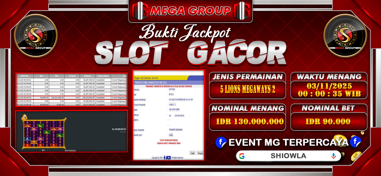 Bukti JP situs Shiowla hari Senin, 03 November 2025