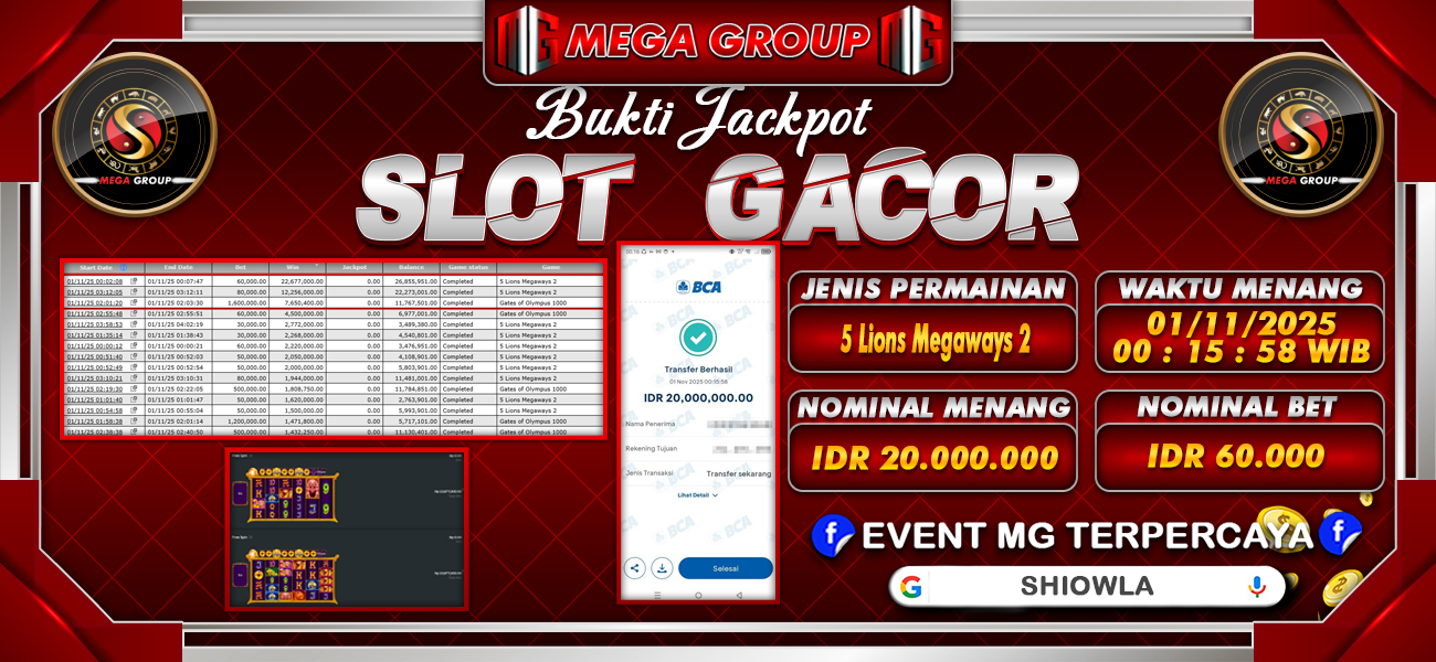 Bukti JP situs Shiowla hari Sabtu, 01 November 2025