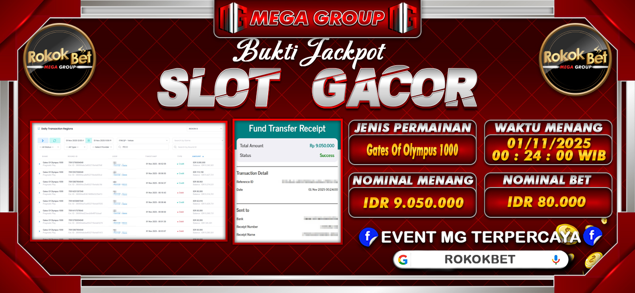 Bukti JP situs Rokokbet hari Sabtu, 01 November 2025