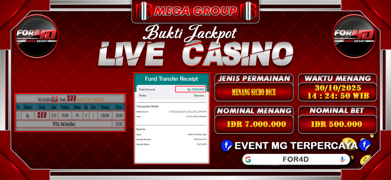 Bukti JP situs For4D hari Jumat, 31 Oktober 2025