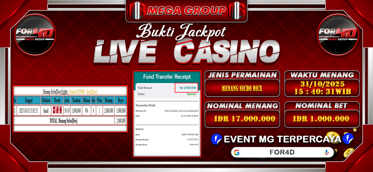 Bukti JP situs For4D hari Jumat, 31 Oktober 2025