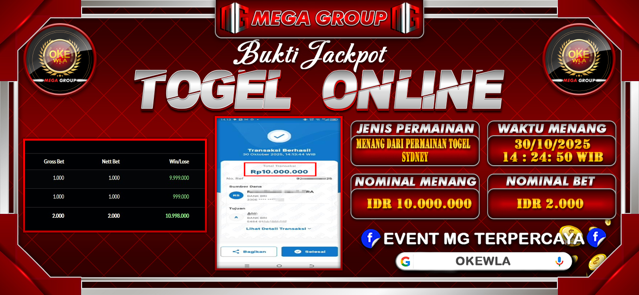 Bukti JP situs Okewla hari Jumat, 31 Oktober 2025